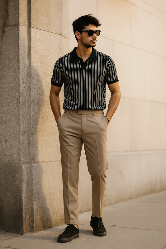 Noir Stripe Polo