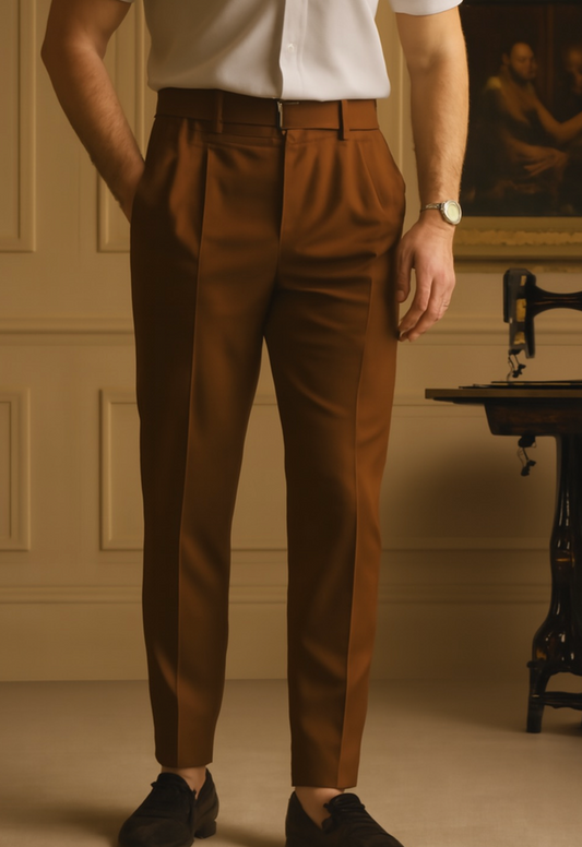 Brown Pleated Pants