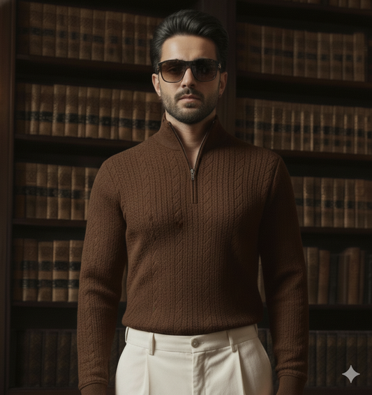 Brown Quarter Zipper