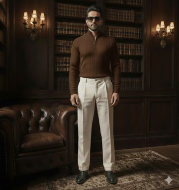 Brown Quarter Zipper