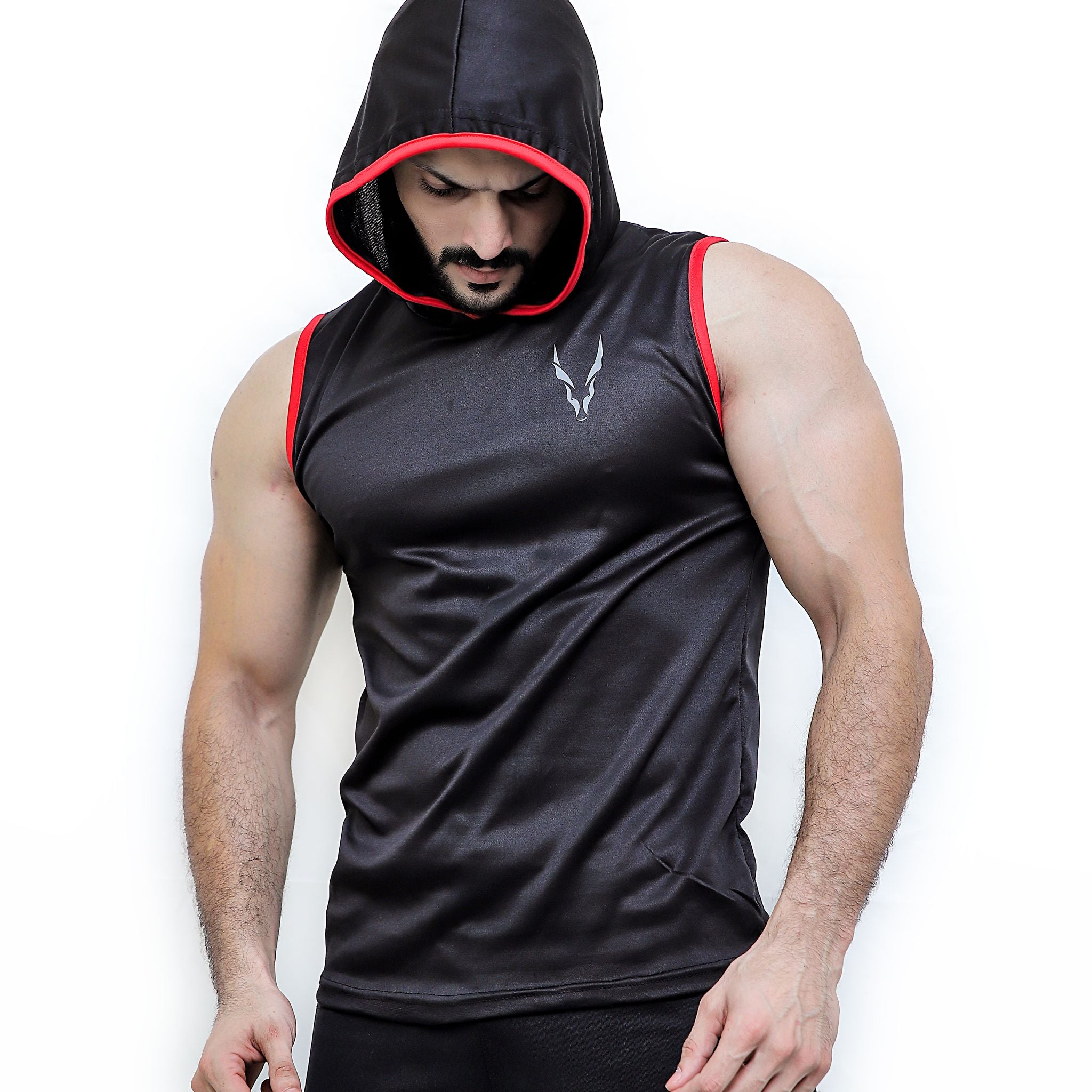 Black with red striped Hooded Tank